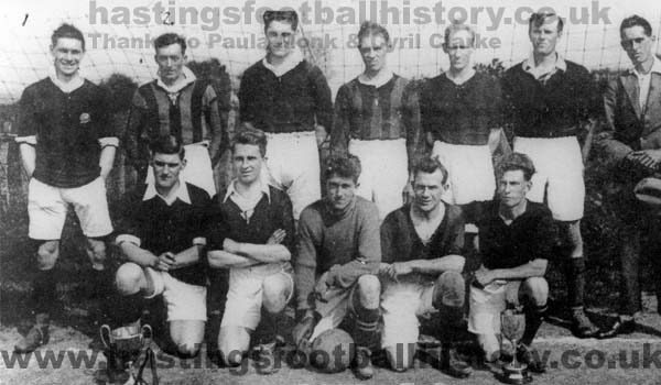 Brede FC 1927-28 squad. Winners of the Robertsbridge Charity Cup and the Sedlescombe District League.