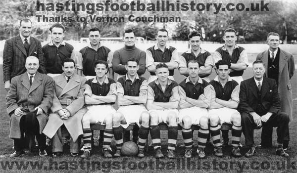 Hastings United 1949. Team photo at the Pilot Field.
