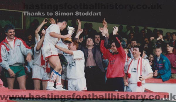 Hastings Town celebrate winning the 1991-92 Southern League Southern Division. © Simon Stoddart